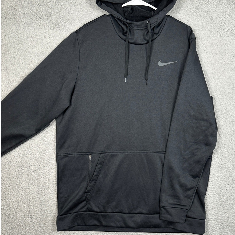Nike Hoodie Mens XLT Tall Therma-FIT Black Scuba Neck Fleece Pullover Sweatshirt